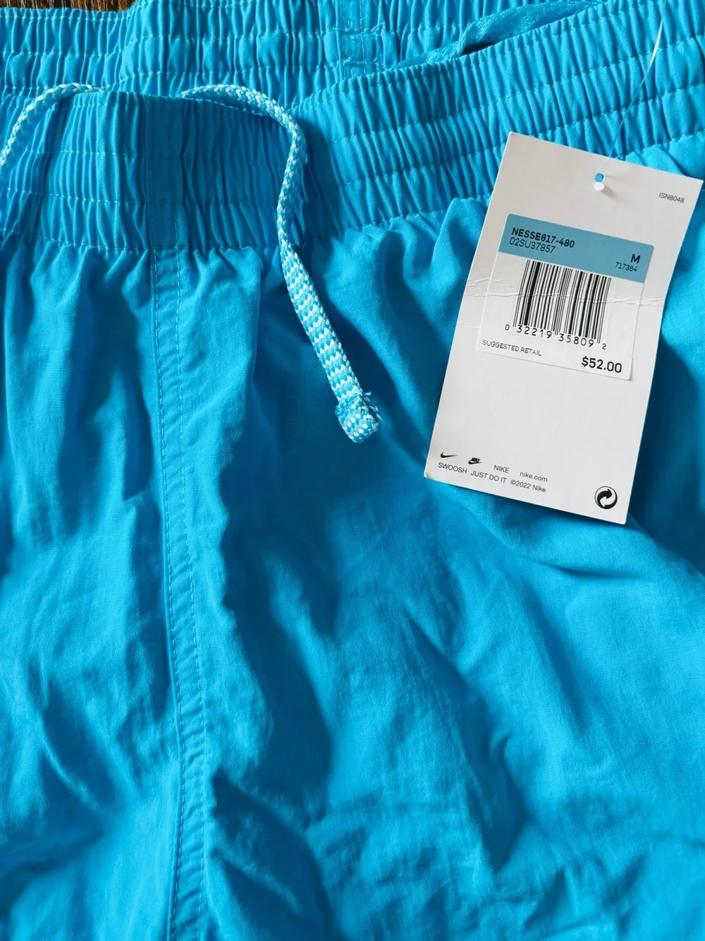 Mens Nike Teal Blue Drawstring Swim Shorts Medium